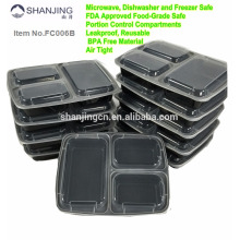 Meal Prep 3 Compartment Food Containers with leak resistance lids, FDA Approved Plastic Food Box oven save